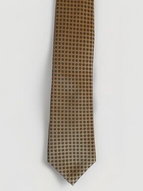Michael Kors 100% Silk Tie - Tan with Geometric Pattern (3.25 in x 59.5 in)
